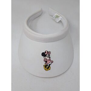 DISNEY PARKS Minnie Mouse white Cotton Visor‎ Cap Golf Sun Hat Adult Women VTG
